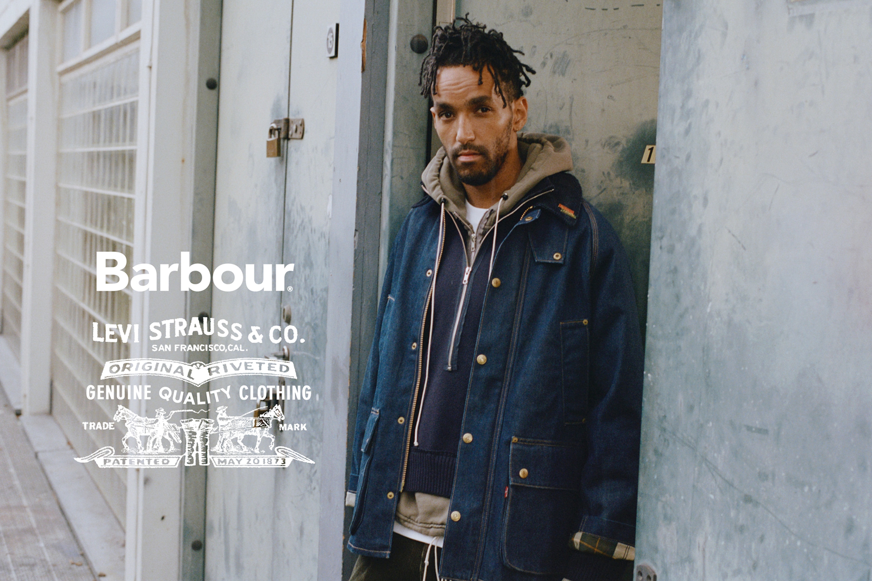 バブアーとリーバイス®によるコラボレーションを紹介する特集ページのメインビジュアル