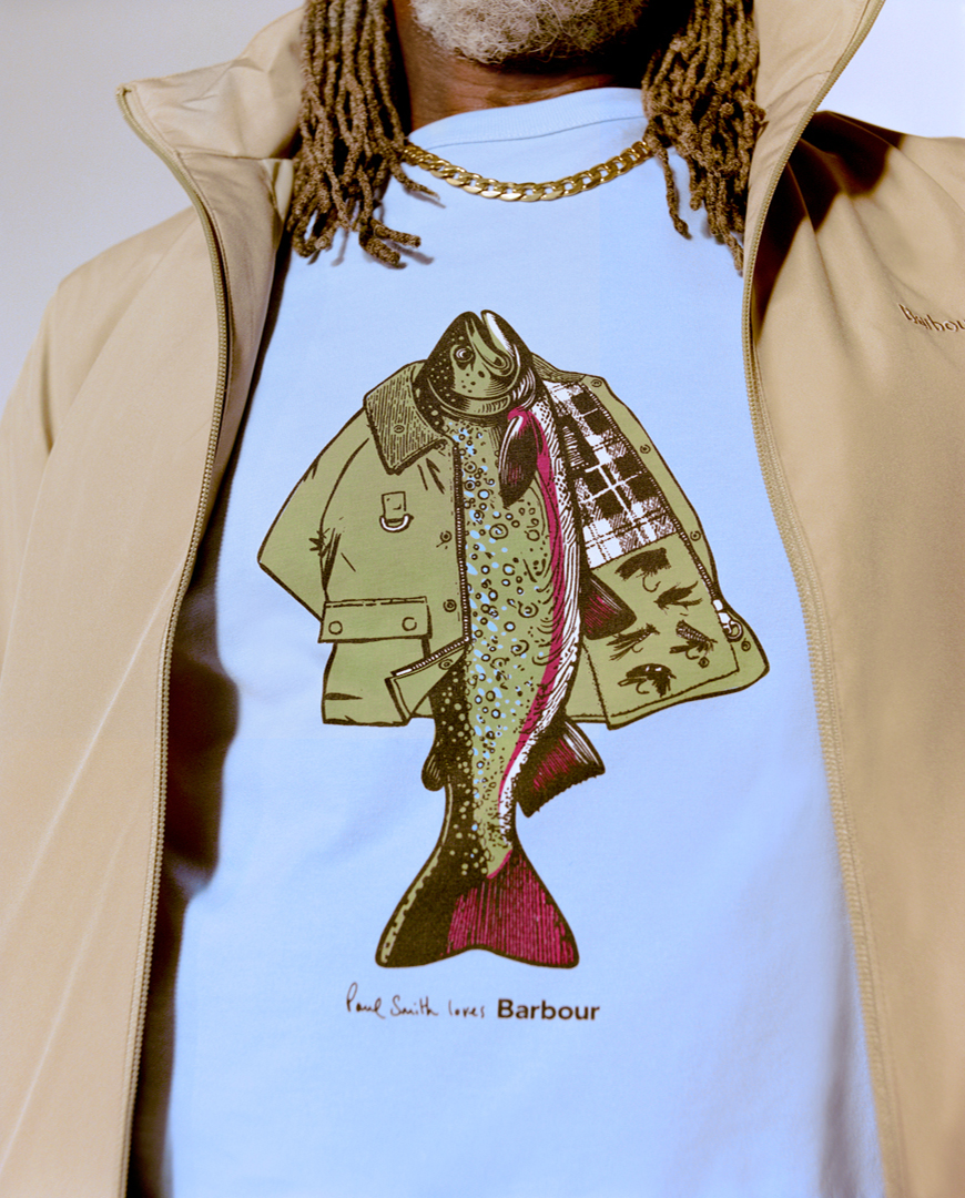 Fishing Jacket T-Shirt&Variousを着用した男性