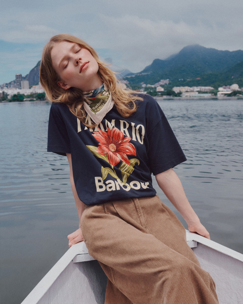 湖でボートに乗る女性たちの写真を上下にレイアウトしたコラージュ画像。