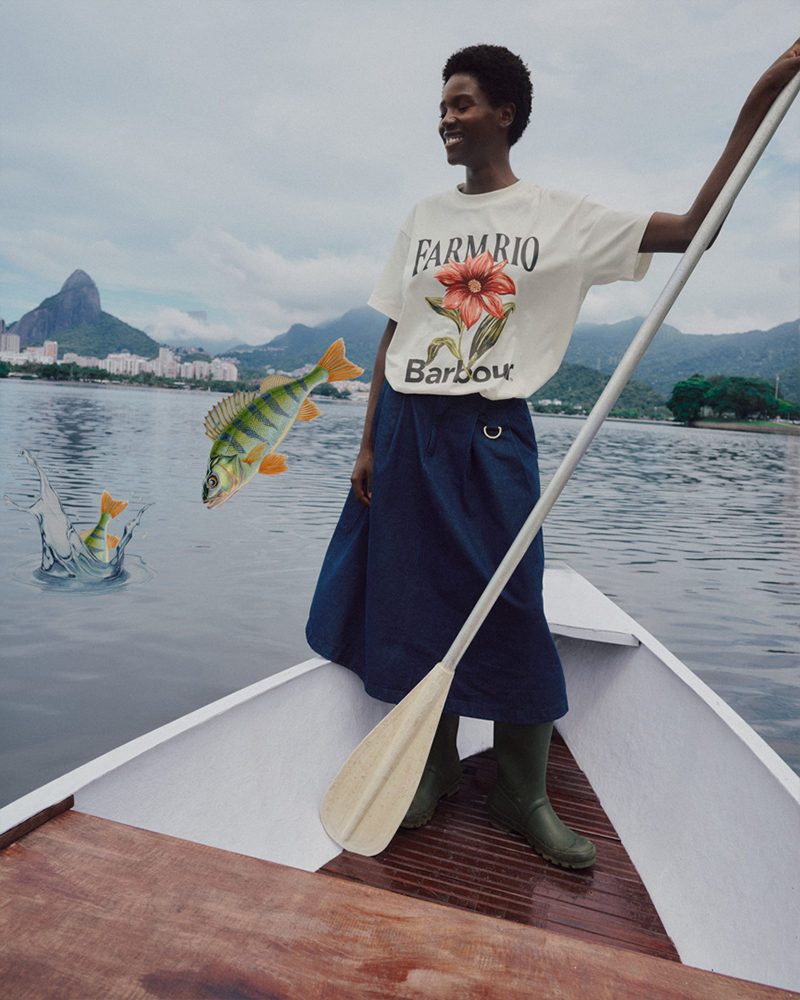 湖でボートに乗る女性たちの写真を上下にレイアウトしたコラージュ画像。