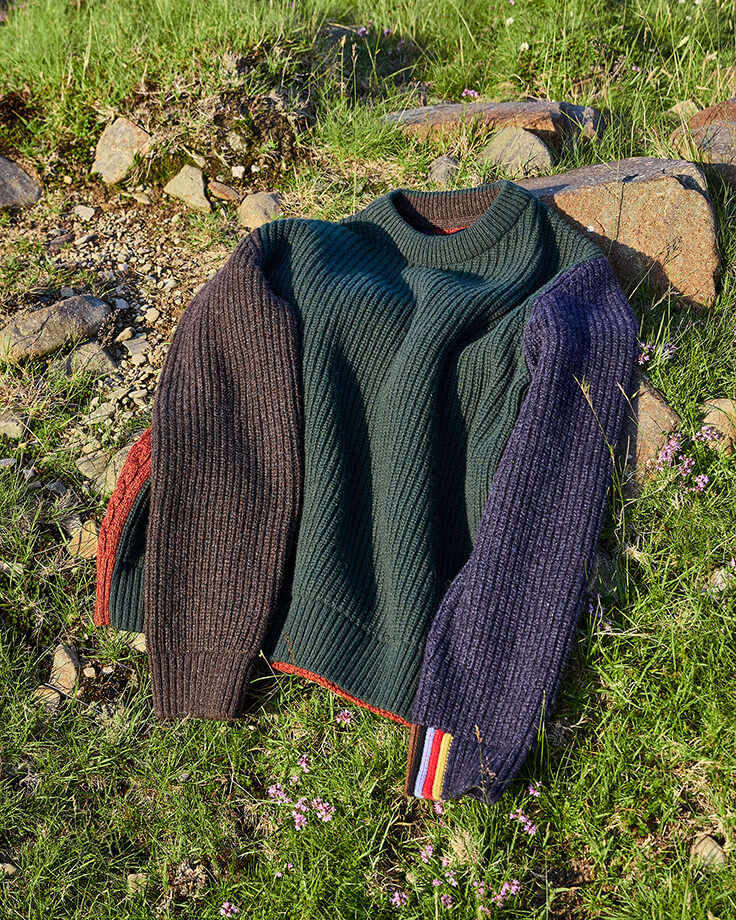 Transport Window Pane Wax Jacket と Cable Tyne Jumper、Chelsea の着用イメージ 3