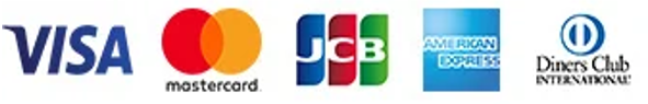 ご利用可能なクレジットカード（VISA、Mastercard、JCB、American Express、Diners Club）