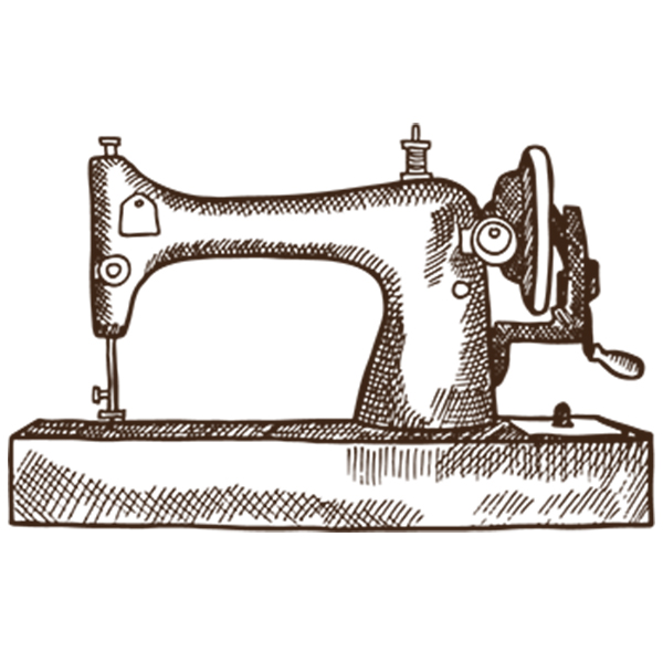 白黒で描かれている裁縫のイラスト